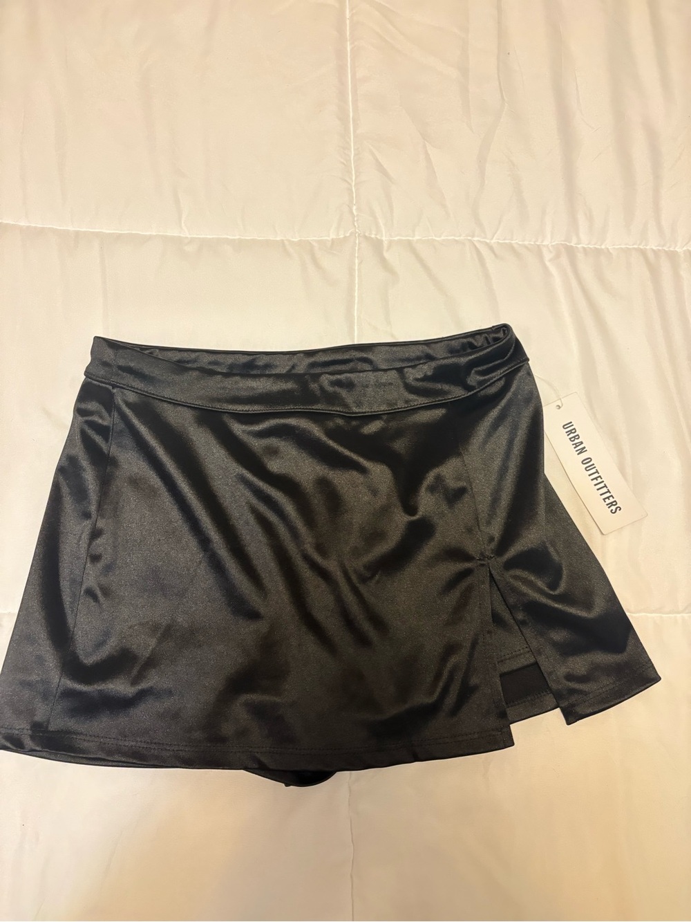 Urban Outfitters Black Satin Mini Skirt with Subtle Shine